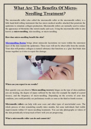What Are The Benefits Of Micro-Needling Treatment