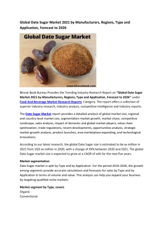 Global Date Sugar Market Research Report 2021-2026
