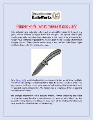 Flipper knife: what makes it popular?