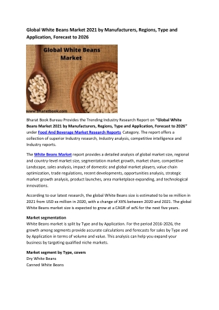 Global White Beans Market Research Report 2021-2026