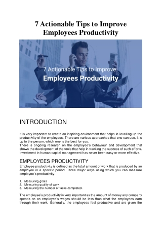 7 Actionable Tips to Improve Employees Productivity