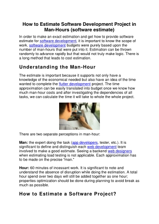 How to Estimate Software Development Project in Man-Hours