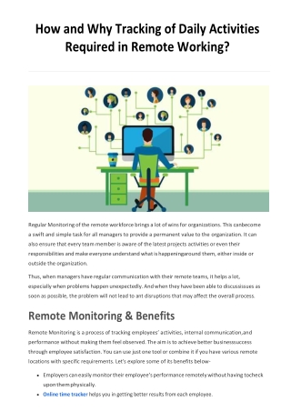 How and Why Tracking of Daily Activities Required in Remote Working?