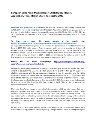 European Solar Panel Market Report 2021