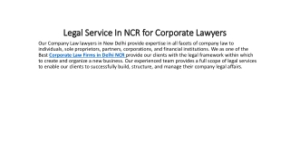 Legal Service In NCR for Corporate Lawyers