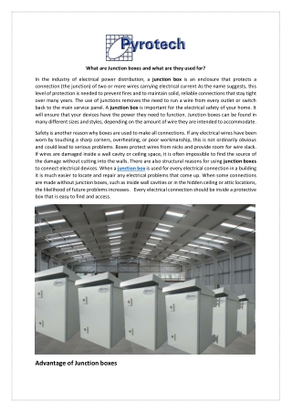 What are Junction boxes and what are they used for