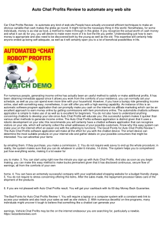 Auto Chat Profits Review to automate any kind of site