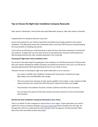 Choose the Right Solar Installation Company Newcastle.docx