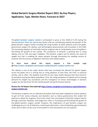 Global Bariatric Surgery Market Report 2021