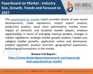 Paperboard Jar Market Comprehensive Analysis,& Geographical Segmentation