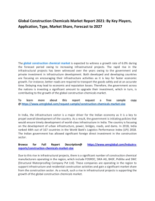 Global Construction Chemicals Market Report 2021