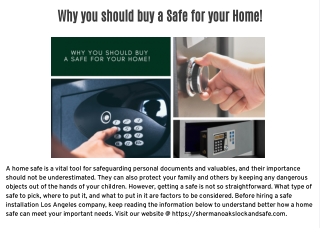 Why you should buy a Safe for your Home!