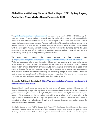Global Content Delivery Network Market Report 2021
