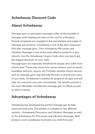 Achedaway Discount Code