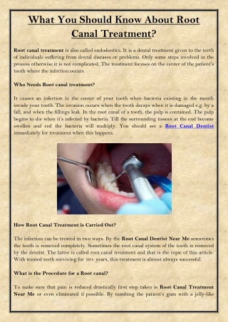 What You Should Know About Root Canal Treatment