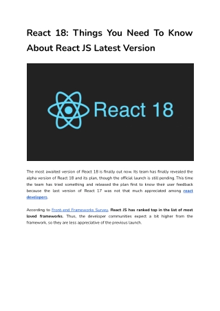 React 18_ Things You Need To Know About React JS Latest Version