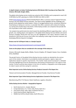 Global Online Backup Services Market till 2027