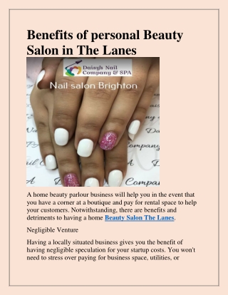 Find the best Nail Salon in The Lanes