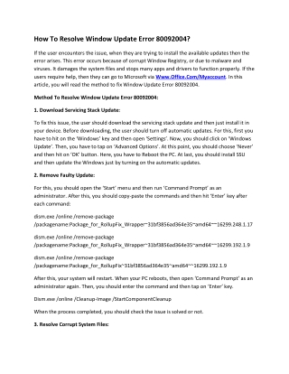 How To Resolve Window Update Error 80092004? Office.com/myacoount
