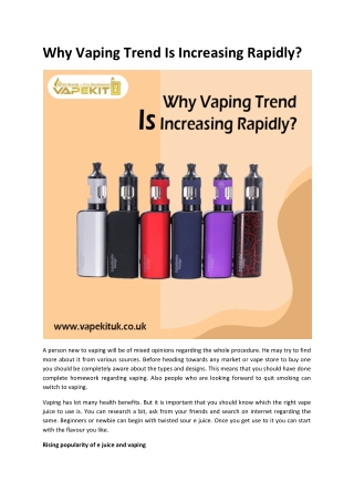 Why Vaping Trend Is Increasing Rapidly