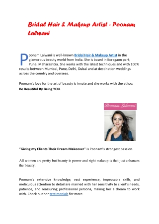 Poonam Best Bridal Makeup Artist