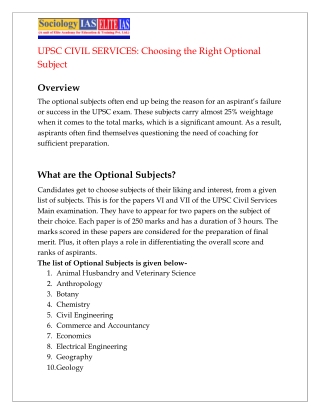UPSC CIVIL SERVICES_ Choosing the Right Optional Subject