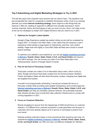 Top 5 Advertising and Digital Marketing Strategies to Try in 2021