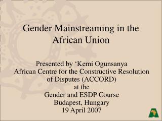 Gender Mainstreaming in the African Union