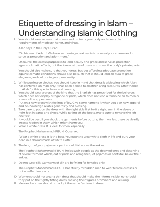 Etiquette of dressing in Islam - Understanding Islamic Clothing