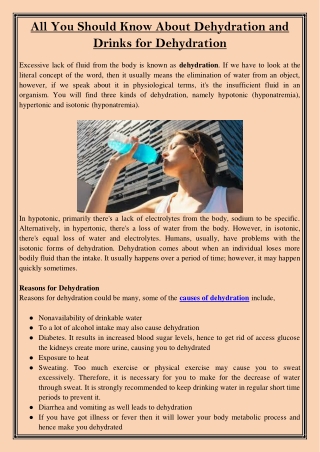 All You Should Know About Dehydration and Drinks for Dehydration