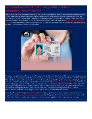 Safe-guard your travel in the foreign nations with an international driver’s license