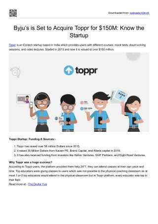 Byju’s is Set to Acquire Toppr for $150M: Know the Startup