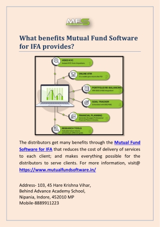 What benefits Mutual Fund Software for IFA provides