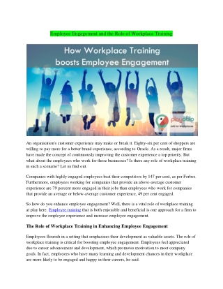 Employee Engagement and the Role of Workplace Training
