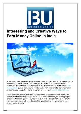 1 Interesting and Creative Ways to Earn Money Online in India