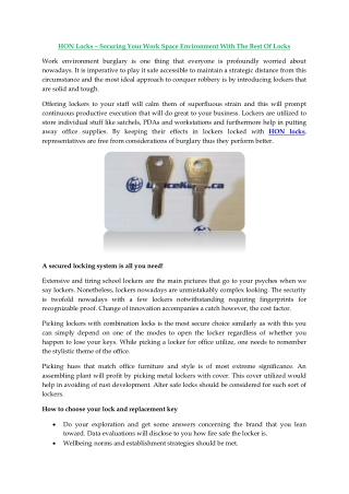 HON locks – Securing your work space environment with the best of locks