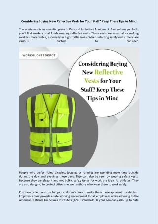 Considering Buying New Reflective Vests for Your Staff Keep These Tips in Mind