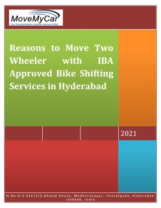 We Provide The Best Bike Shifting Services in Hyderabad