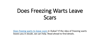 Does Freezing Warts Leave Scars