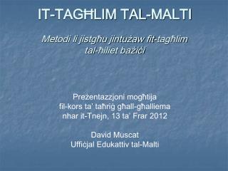 IT-TAGĦLIM TAL-MALTI