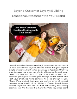 Beyond Customer Loyalty_ Building Emotional Attachment to Your Brand