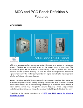 MCC and PCC Panel : Definition & Features