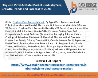Ethylene Vinyl Acetate Market – Industry Trends and Forecast to 2028