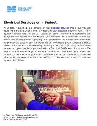 Electrical Services on a Budget