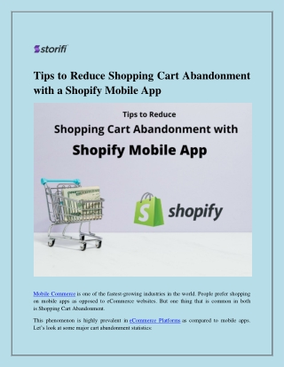 Tips to Reduce Shopping Cart Abandonment with a Shopify Mobile App