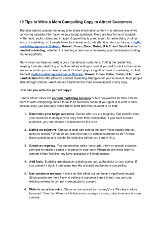 10 Tips to Write a More Compelling Copy to Attract Customers