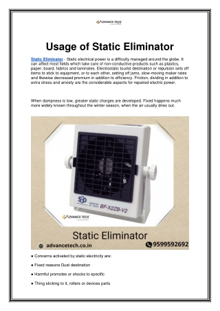 Usage of Static Eliminator