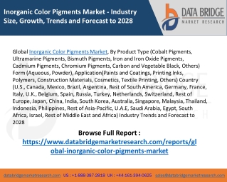 Global Inorganic Color Pigments Market – Industry Trends and Forecast to 2028