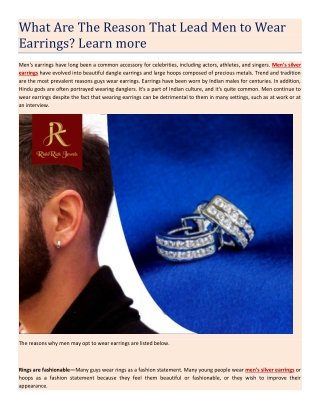 What Are The Reason That Lead Men to Wear Earrings - Learn more