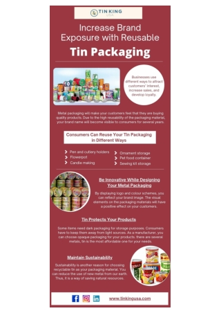Containers and Packaging For Brand Exposure | Tin King USA
